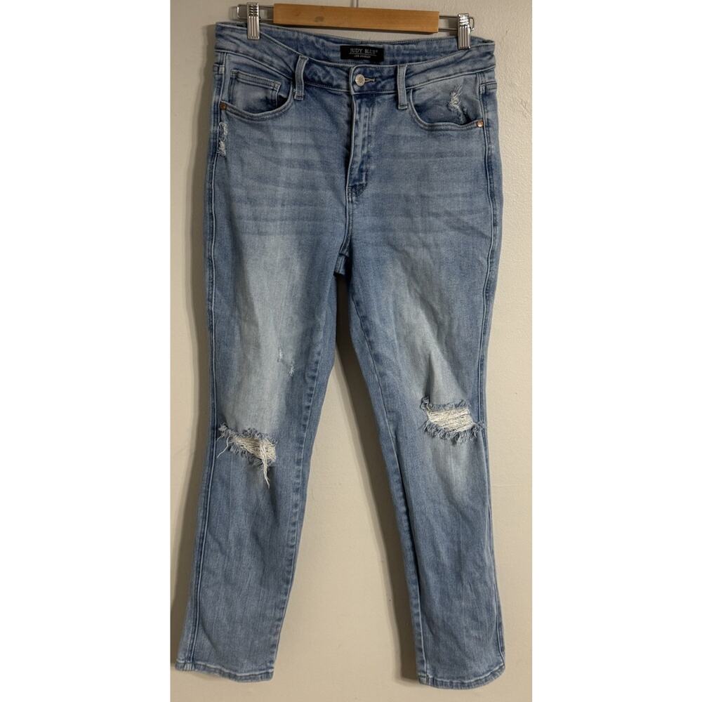 Judy Blue Boyfriend Jeans Women Size 11 Straight Distressed Stretch Star Pocket
